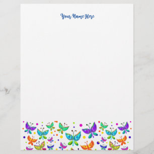 Söt Butterflies Bright Färgad Boho Letterhead Brevhuvud