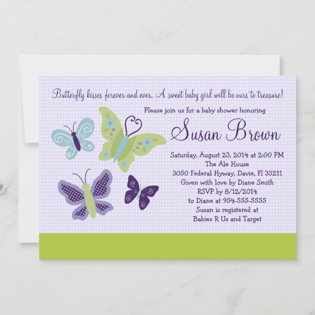 Söt Butterflies Butterfly Baby Shower Inbjudan (Framsida)