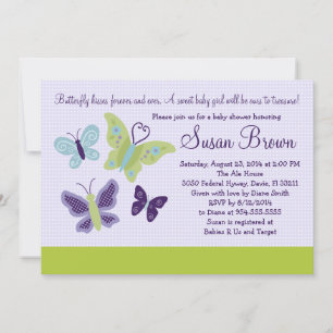 Söt Butterflies Butterfly Baby Shower Inbjudan