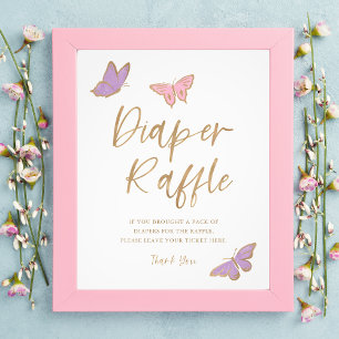 Söt Butterflies Diaper Raffle Baby Shower Fototryck