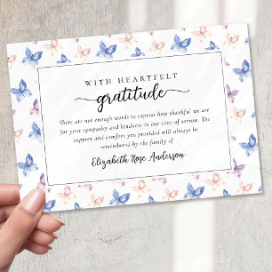 Söt Butterflies Lilac Blue Sympathy Funeral Tack Kort