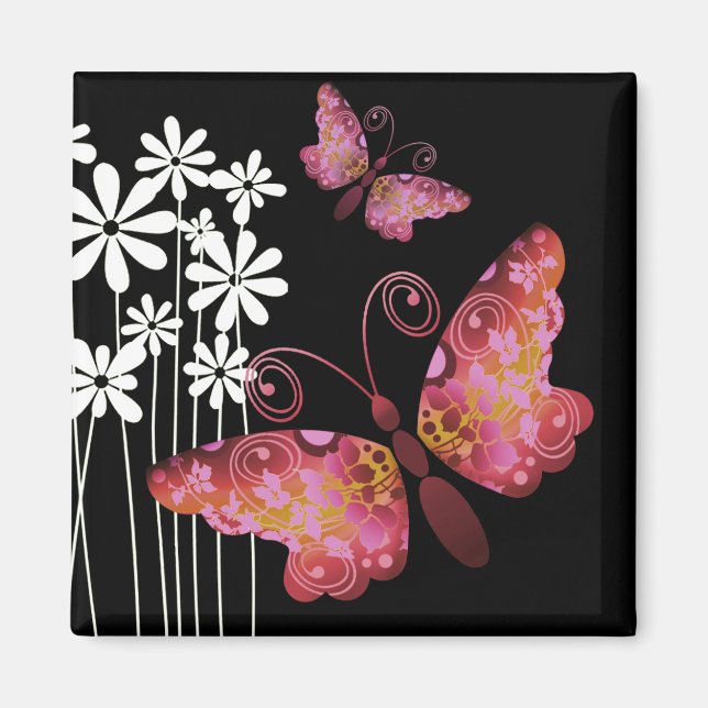 "Söt Butterflies" (mauve) av Cheryl Daniels Magnet (Framsidan)