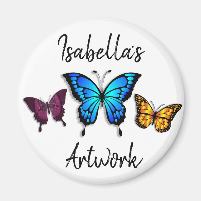 Söt Butterflies Personlig Namn Magnet (Framsidan)