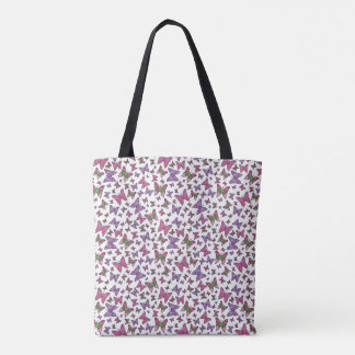 Söt Butterflies Violet Tote Bag Tygkasse