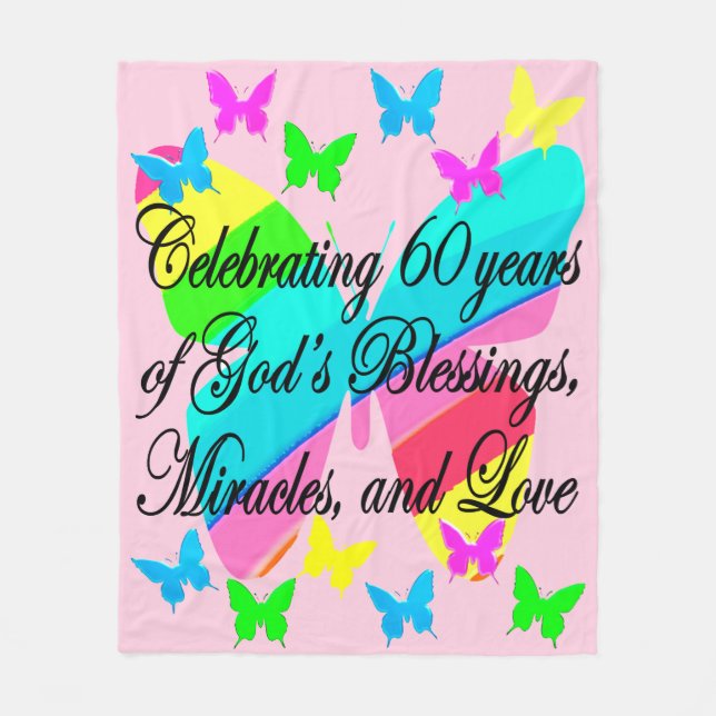 SÖT BUTTERFLY 60:E BIRTHDAY FLEECE BLANKET (Framsidan)