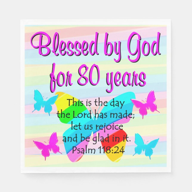 SÖT BUTTERFLY 80 BIRTHDAY NAPKINS PAPPERSSERVETT (Framsidan)