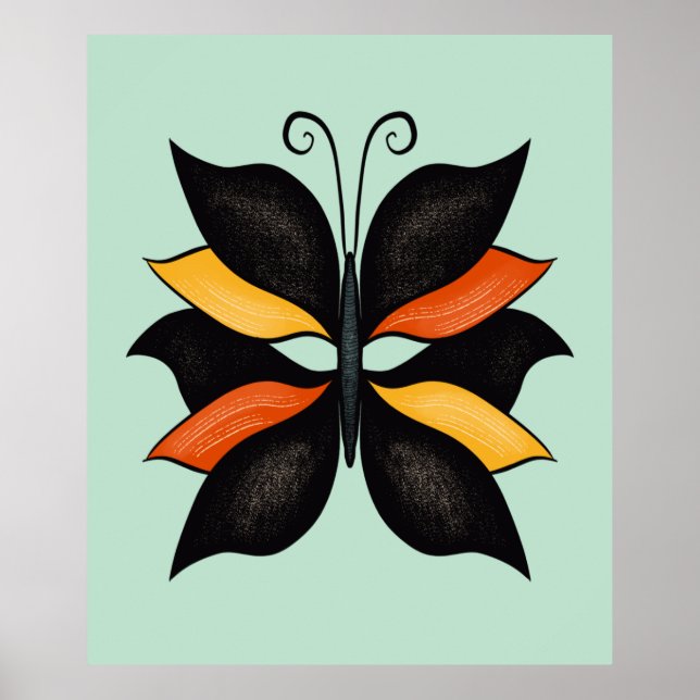 Söt Butterfly Abstrakt Art Poster (Framsidan)
