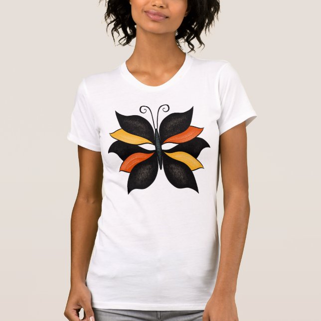 Söt Butterfly Abstrakt Art T Shirt (Framsida)