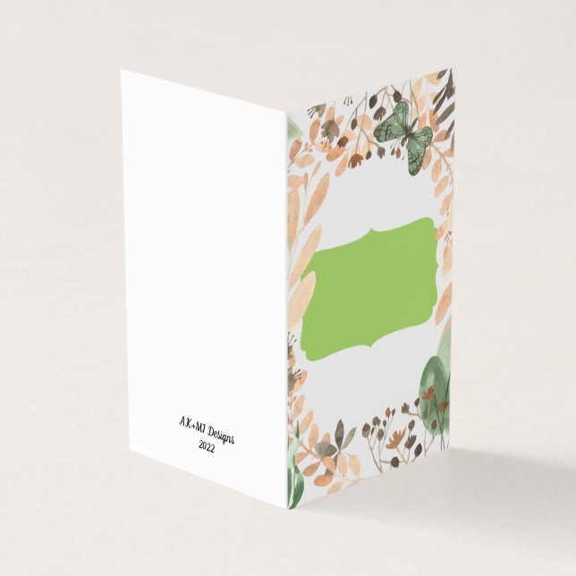 Söt Butterfly Blank Inside Greeting Card Kort (Utsida)