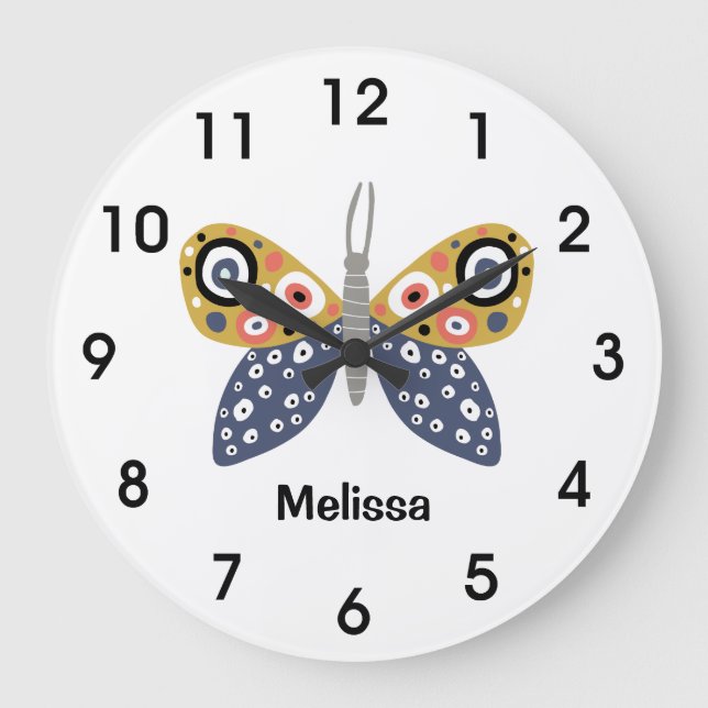 Söt butterfly boho färg dotar åt henne stor klocka (Framsida)