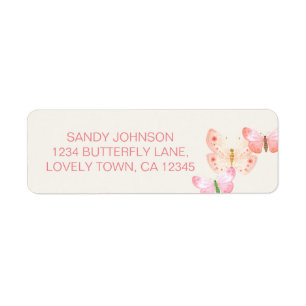 Söt Butterfly Coral Cream Ny adress Returadress Etikett