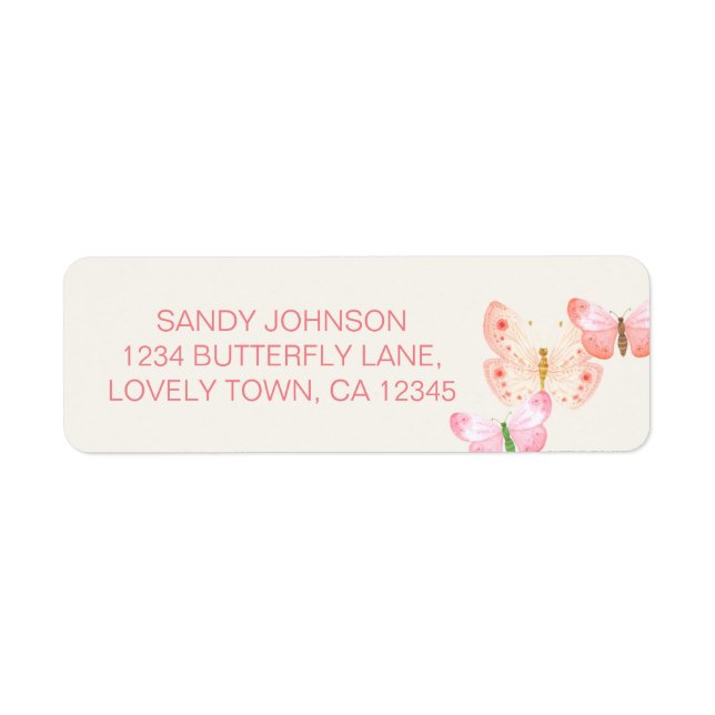 Söt Butterfly Coral Cream Ny adress Returadress Etikett (Framsidan)
