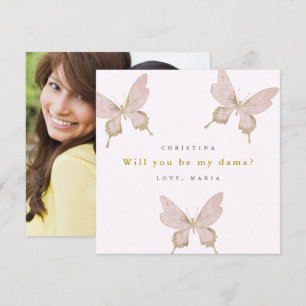 Söt Butterfly Dama Frieri Quinceanera Photo Inbjudningar
