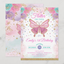Söt Butterfly Fairy Garden Blommigt Girl Birthday