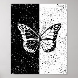 Söt Butterfly från Black and White Day Night Elega Poster