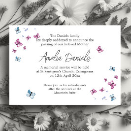 Söt Butterfly Funeral Notification Card Inbjudningar
