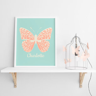 Söt Butterfly Girl Girl's Bedroom Poster