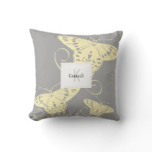 Söt Butterfly Gult på Grått Mönster