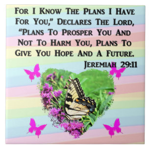 SÖT BUTTERFLY JEREMIAH 29:11 KAKELPLATTA