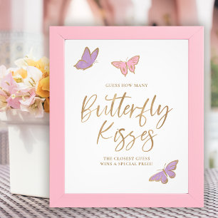 Söt Butterfly Kisses Baby Shower Game Fototryck
