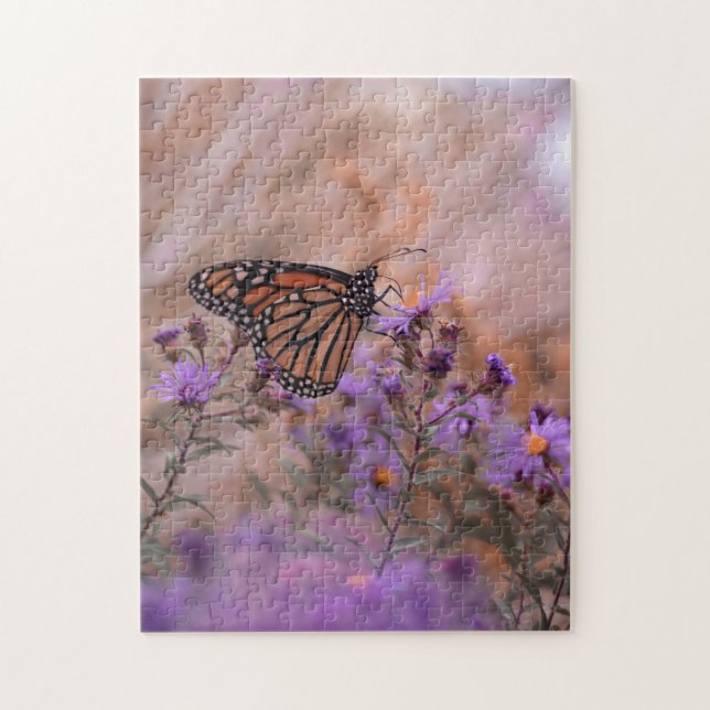 Söt Butterfly med Lavender Flowers Pussel (Vertikal)