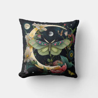 Söt butterfly med måne och blommor-Pillow Kudde
