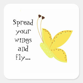 Söt Butterfly med sätning Fyrkantigt Klistermärke