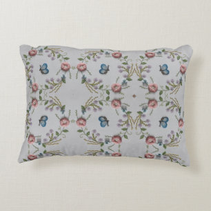 Söt butterfly mynta grönt rosa Embroidery Blommigt Prydnadskudde