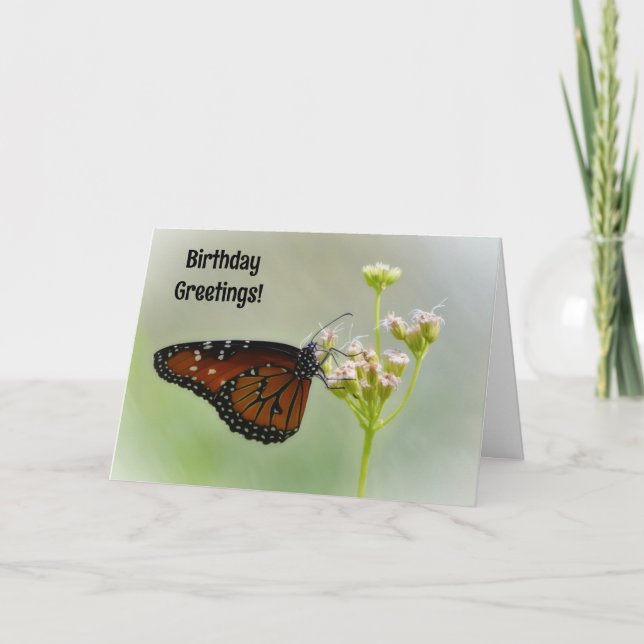 Söt Butterfly på Blommor Birthday Card Kort (Framsida)