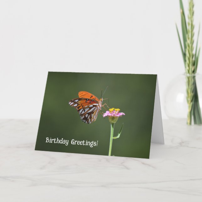 Söt Butterfly på ett lägre födelsedagskort Kort (Framsida)