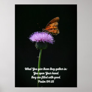 Söt Butterfly på Wildblombible Verse Art Poster