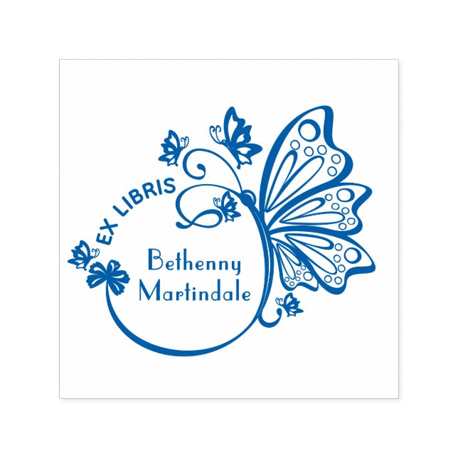 Söt Butterfly Ram Bibliotek Bok Namn Självfärgande Stämpel (Design)