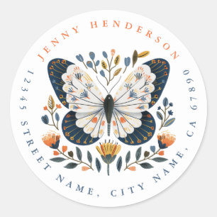 Söt Butterfly Round Stickers Runt Klistermärke