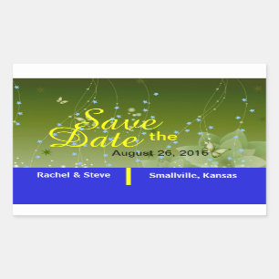 Söt Butterfly Save the Date Grönt Stickers Rektangulärt Klistermärke