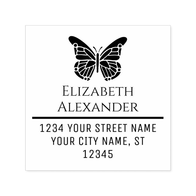 Söt Butterfly Silhouette Namn Returadress #1 Självfärgande Stämpel (Design)