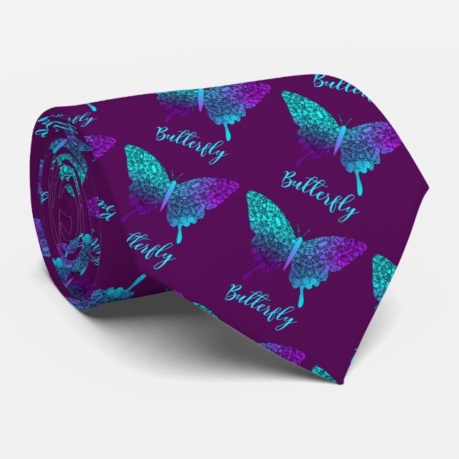 Söt Butterfly Teal Lila Ombre Graphic Slips (Rullad)