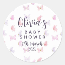 Söt Butterfly ThMeckers Party. Runt Klistermärke