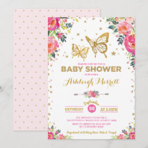 Söt Butterfly Watercolor Blommigt Baby Shower