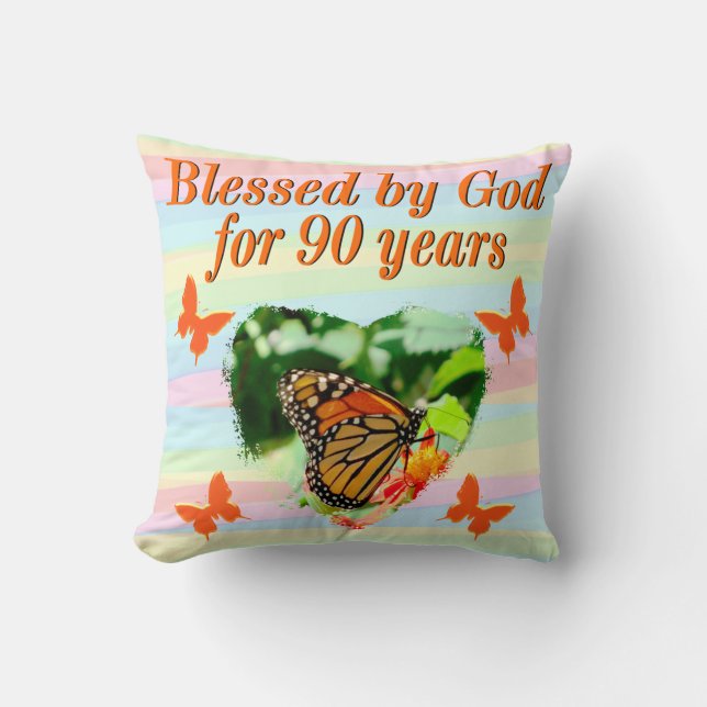 SÖT BUTTRYCKLIGEN BLESSINGAR 90:E BIRTHDAY PILLOW KUDDE (Framsida)