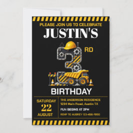 Söt byggfest för 3-årsdag inbjudningar