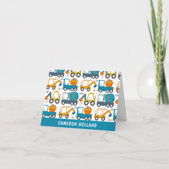 Söt byggmaskin Personlig brevpapper Anteckningskort (Framsida)