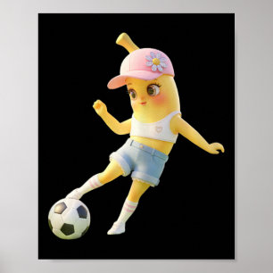Söt Bynana-fotbollstjej, rolig fotbollsspelar-te Poster