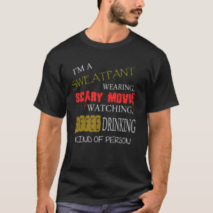 Söt Byxor Scary Movies Coffee S Graphic Text T Shirt
