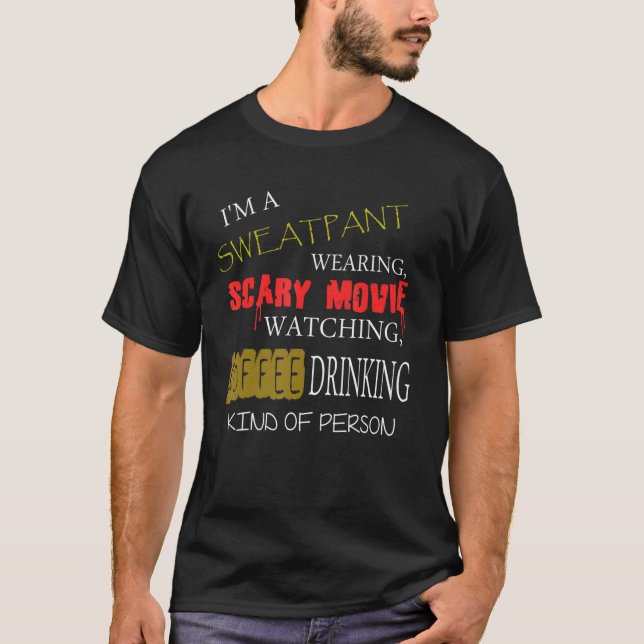 Söt Byxor Scary Movies Coffee S Graphic Text T Shirt (Framsida)