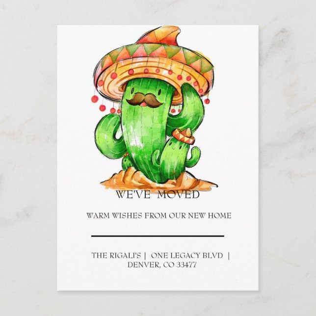 Söt Cactus flytta Vykort (Framsida)