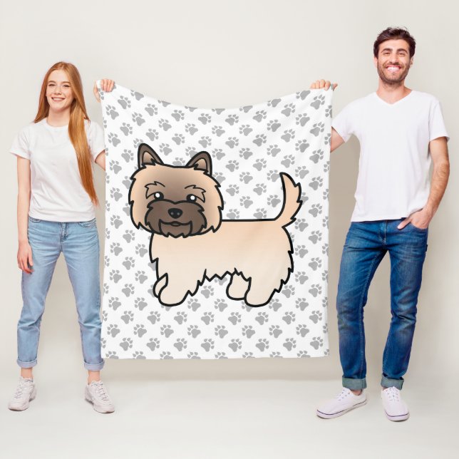 Söt Cairn Terrier i tecknad stil Fleecefilt (På plats)