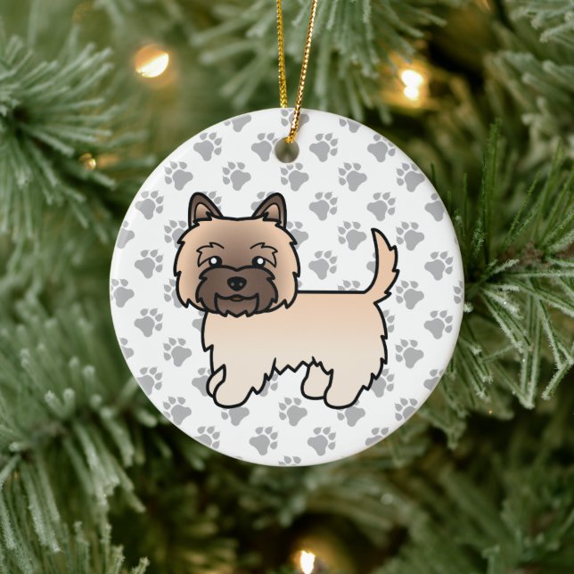 Söt Cairn Terrier i tecknad stil Julgransprydnad Keramik (Träd)