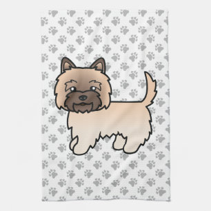 Söt Cairn Terrier i Wheaten-färg i tecknad stil Kökshandduk