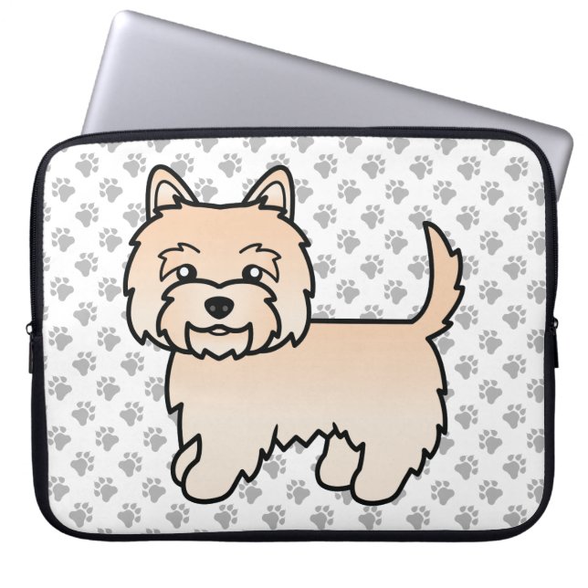 Söt Cairnterrier Serieteckning Av Hund Laptop Fodral (Framsidan)