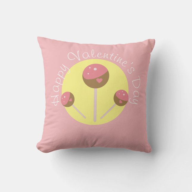 Söt Cake Pop Alla Hjärtans Dag Rosa    Kudde (Framsida)